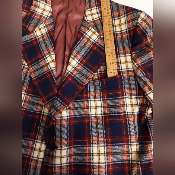 Vintage Cricketeer Wool Sportcoat Blazer Max Kadet 42R Blue Brown Tartan Plaid - Picture 16 of 16